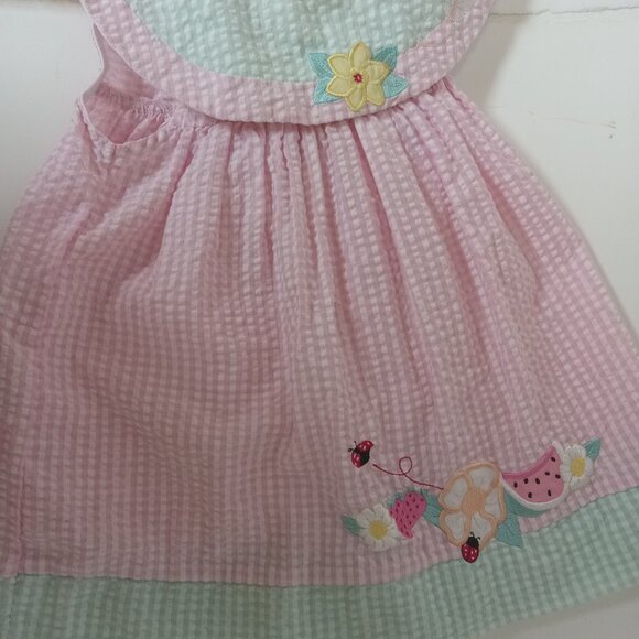 Vintage Sears Baby Pink Checkered Gingham Toddler Dress Sz 2T 24 Months Flower - Picture 6 of 15